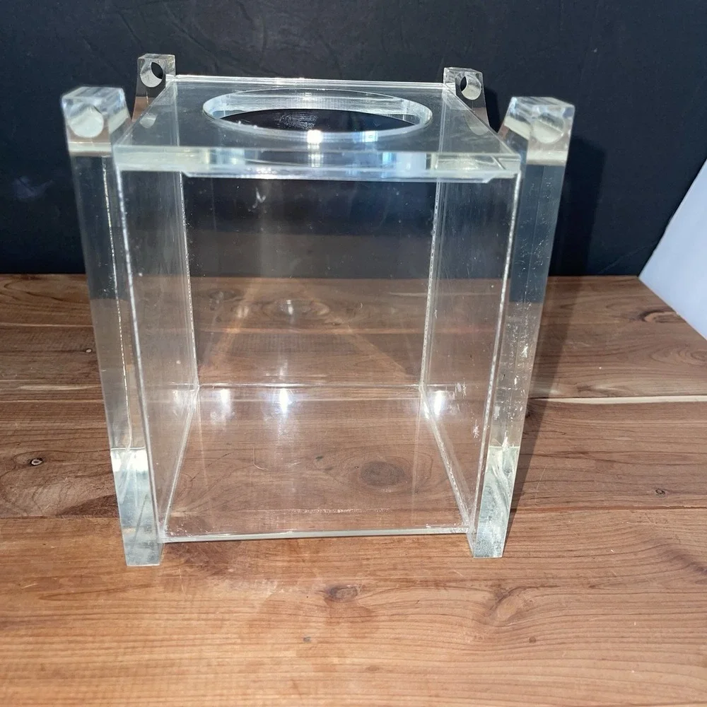 VTG Luxury Heavy Lucite Tissue Box Cover – Thick Clear Acrylic Cube Modern